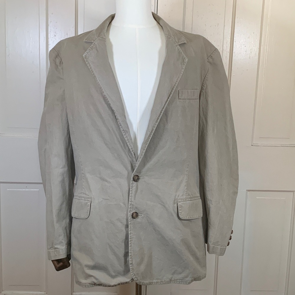 LL Bean Blazer Mens 48R Tan Khaki Cotton Sport Coat Lightweight L780